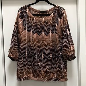 The Limited Blouse Top XL Brown Black Abstract